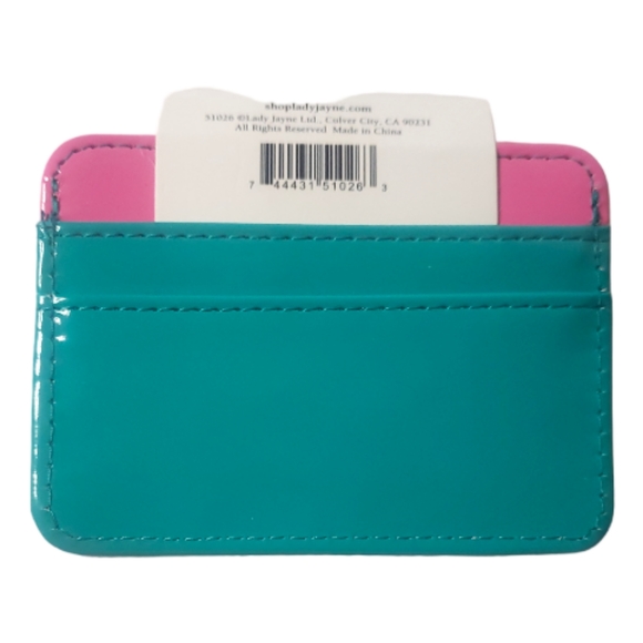 Lady Jayne Choose Happiness Metallic Pink Blue Credit Debit Gift Card Wallet NWT - Picture 6 of 12